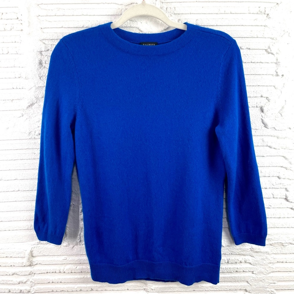 Talbots Royal Blue Pure Cashmere Crewneck Pullover Sweater Size Medium